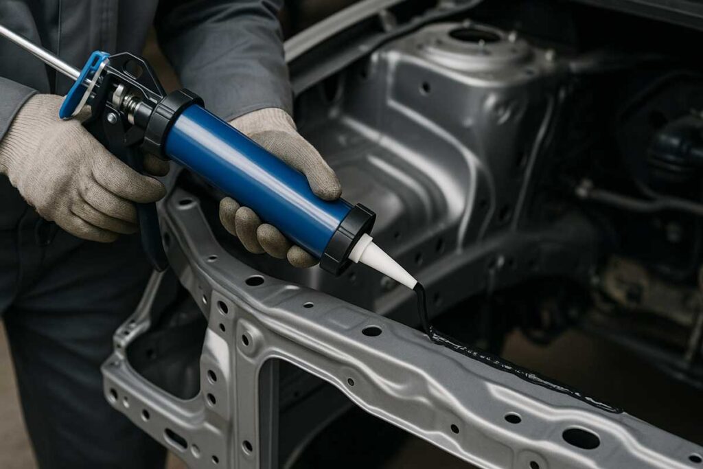 چسب شاسی خودرو و خرید انواع چسب خودرو با بهترین قیمت و خرید و قیمت چسب پلی اورتان بدنه خودرو و بهترین چسب های تخصصی خودرو و خرید بهترین چسب برای کاپوت ماشین - مراحل استفاده صحیح از چسب پلی اورتان روی شاسی خودرو