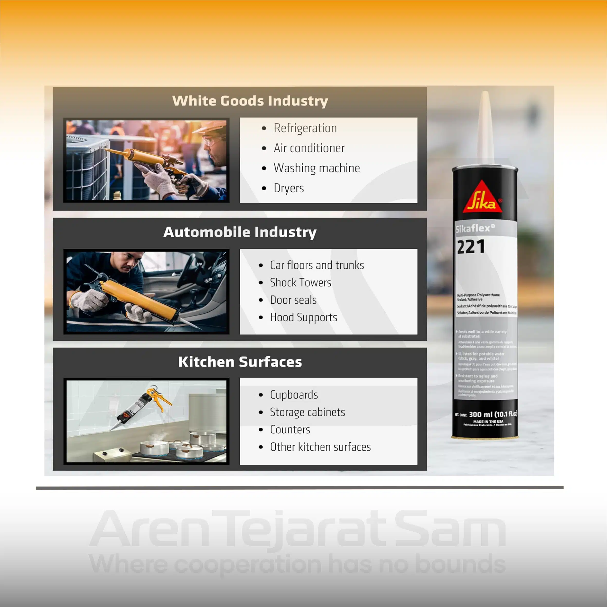 چسب پلی اورتان کارتریجی سیکا Sikaflex مدل 221 - تصویر 2