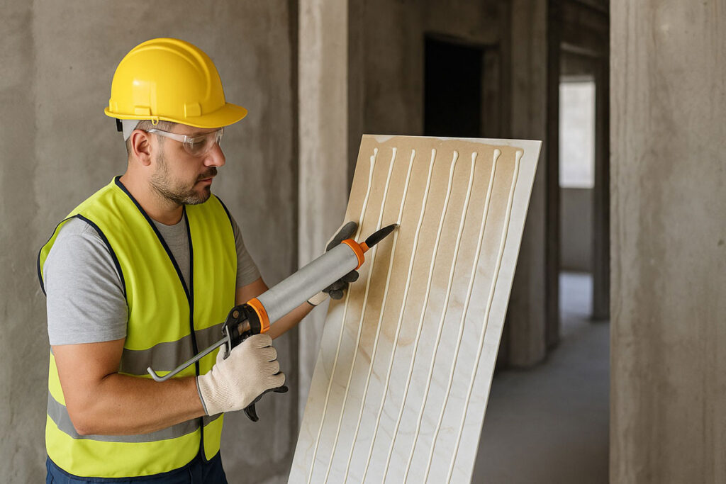 چسب سوسیسی ماربل شیت و نحوه استفاده از چسب ماربل شیت سوسیسی و قیمت و خرید چسب ماربل شیت پلی اورتان و خرید چسب پلی اورتان یورتان سوسیسی کاتریجی ماربل شیت - کاربرد چسب سوسیسی در دیوارپوش‌های PVC و UV